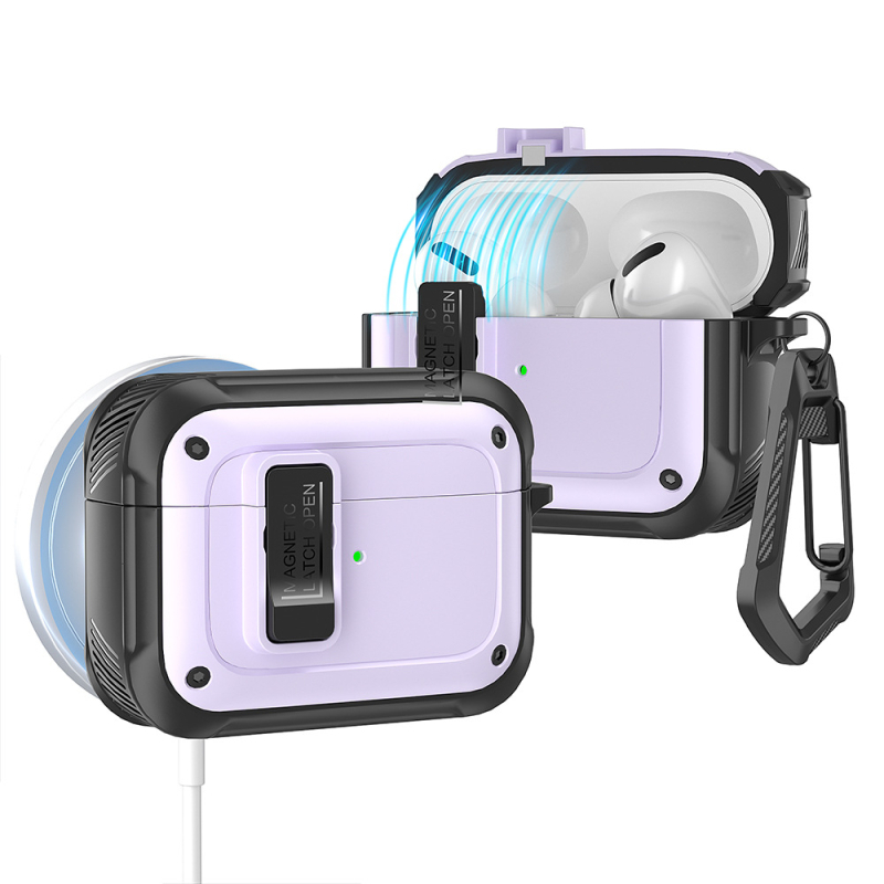 Калъф за AirPods Pro 2 и AirPods 4 — TPU+PC твърд корпус, магнитно затваряне, инжекционно формован