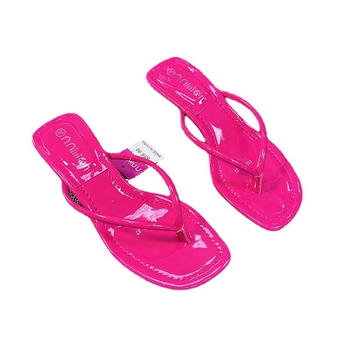 Ženske sandale s visokim petama, thong stil, PU gornji dio, gumeni potplat, okrugli vrh, bez podstave, uzorak herringbone, jesen 2024