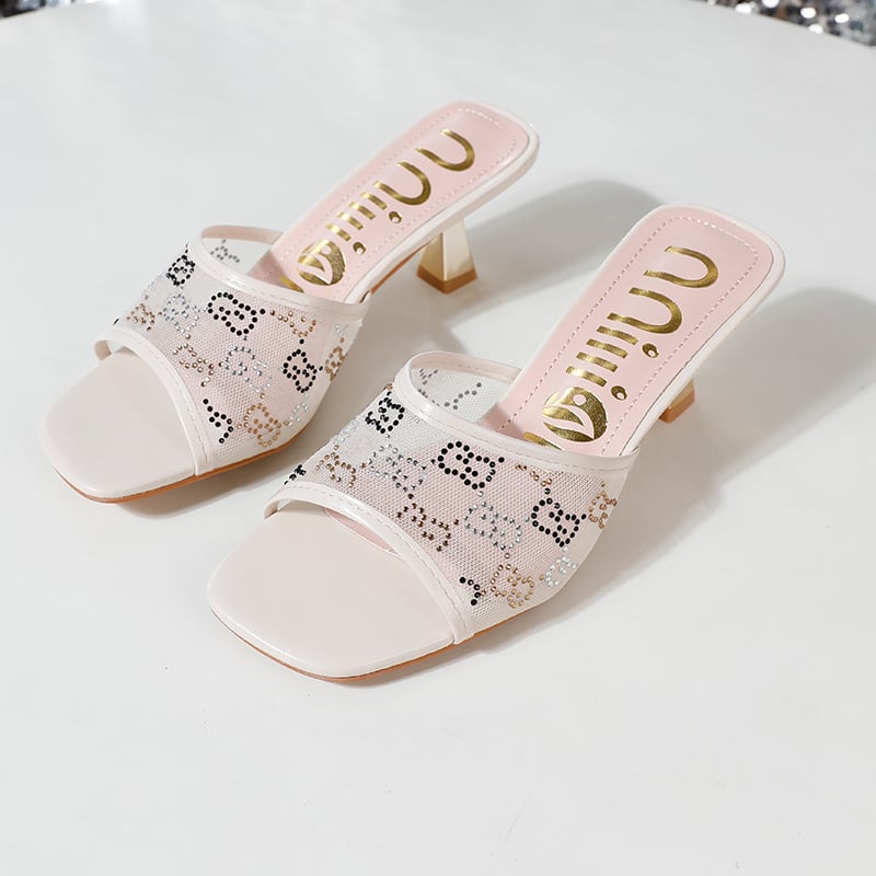 Ženske sandale s visokim petama, thong stil, PU gornji dio, gumeni potplat, okrugli vrh, bez podstave, uzorak herringbone, jesen 2024