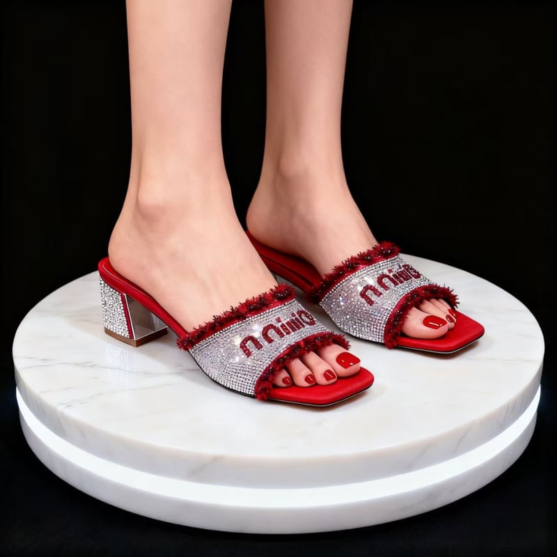 Ženske sandale s visokim petama, thong stil, PU gornji dio, gumeni potplat, okrugli vrh, bez podstave, uzorak herringbone, jesen 2024