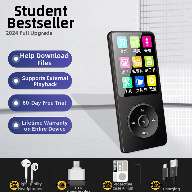 MP3 lejátszó kártyahellyel és külső hangszóróval — képek böngészése, felvétel, külső lejátszás, rádió/TV kimenet