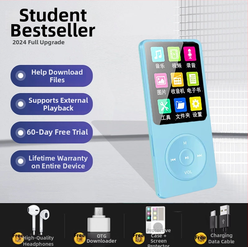 MP3 lejátszó kártyahellyel és külső hangszóróval — képek böngészése, felvétel, külső lejátszás, rádió/TV kimenet