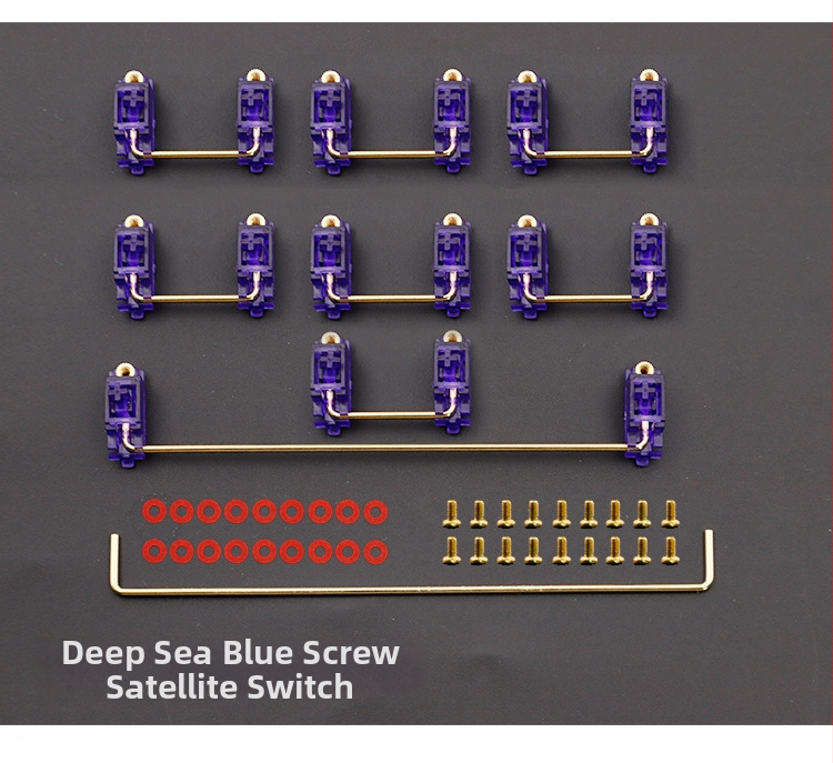 Mehanička tipkovnica: zlatom prekrivena satelitska os, univerzalna osovina, PC materijal, sučelje pozicije otvora PCB, kompatibilno s 6.25U/7U mehaničkim tipkovnicama
