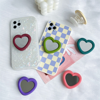 Silikona sirds formas spogulis uz galda statīvs, snap-on, universālais telefona turētājs, modelis 01