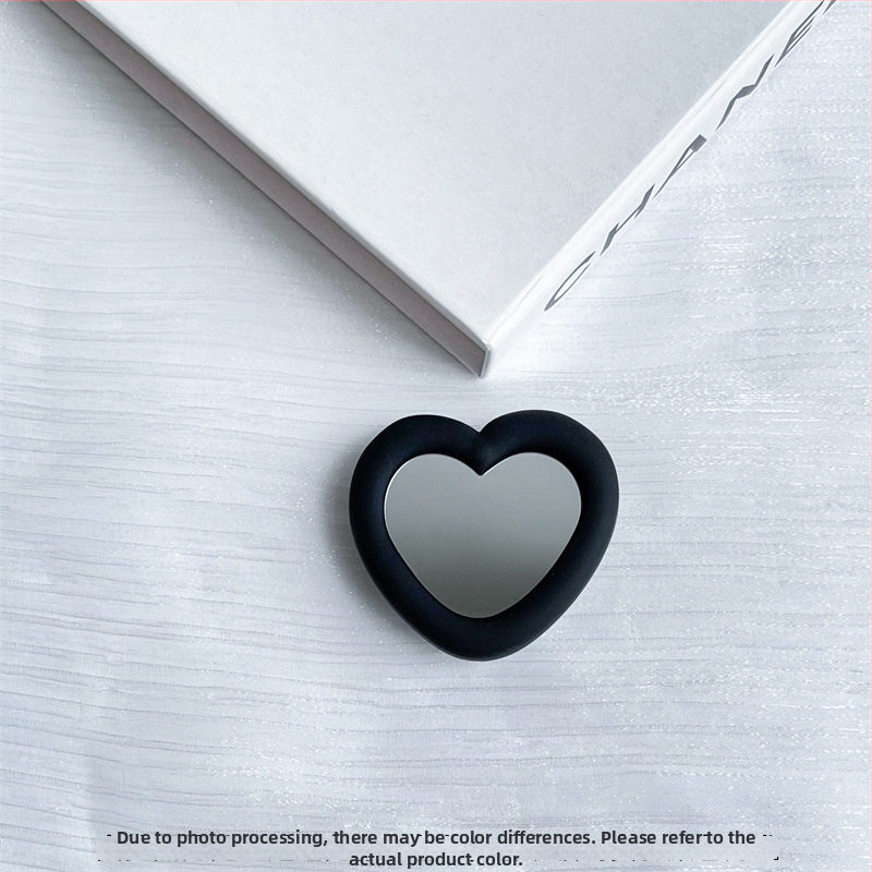 Silikona sirds formas spogulis uz galda statīvs, snap-on, universālais telefona turētājs, modelis 01