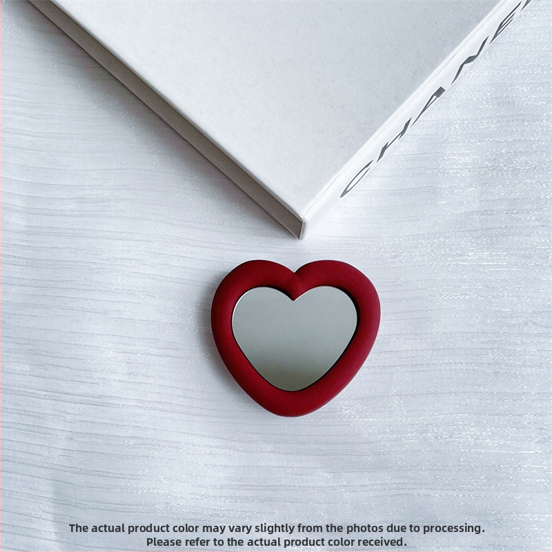 Silikona sirds formas spogulis uz galda statīvs, snap-on, universālais telefona turētājs, modelis 01