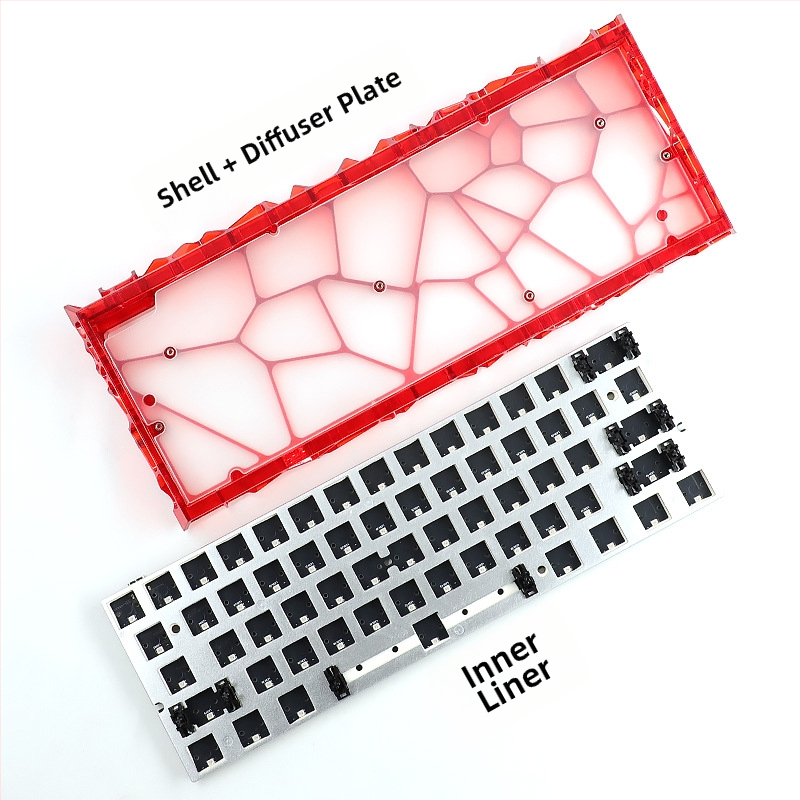 Jiadalong caurspīdīgs tastatūras korpuss komplekts ar videi draudzīgu PCB iekšējo slāni mehaniskajām tastatūrām