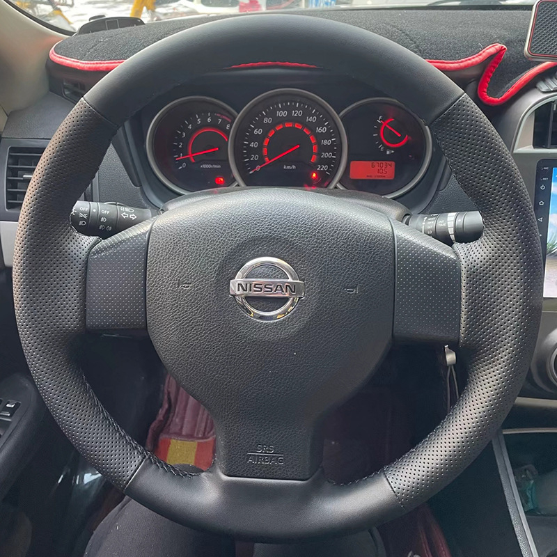 Ručno šivana kožna navlaka za volan za Nissan Sylphy Classic (Liwei, Yida, Tiida), potpuna zaštita