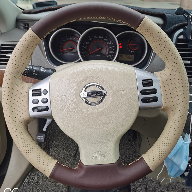 Ručno šivana kožna navlaka za volan za Nissan Sylphy Classic (Liwei, Yida, Tiida), potpuna zaštita