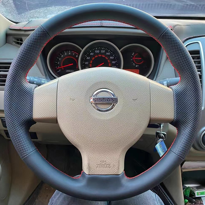 Ručno šivana kožna navlaka za volan za Nissan Sylphy Classic (Liwei, Yida, Tiida), potpuna zaštita