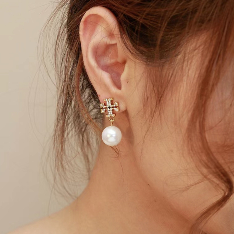 Ženski naušnice od prirodnih bisera u obliku križa, ručna izrada, 925 srebrna post, barokni stil