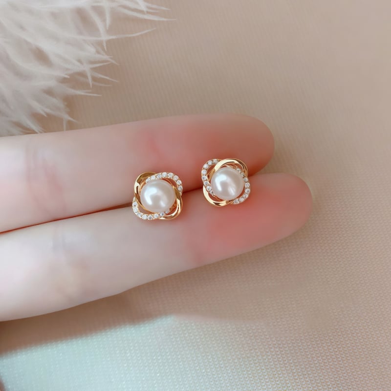 Perlovane naušnice u obliku ruže, 925 srebrna post, ukrašene perlama, vila stil