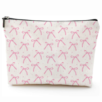 Козметична чанта с принт на панделка, водоустойчива и преносима, полиестерен външен материал и полиестерна подплата.