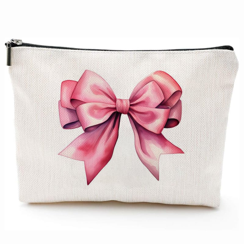 Козметична чанта с принт на панделка, водоустойчива и преносима, полиестерен външен материал и полиестерна подплата.