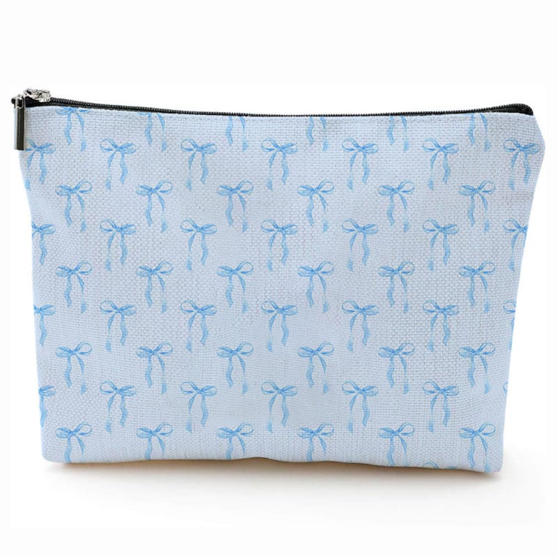 Козметична чанта с принт на панделка, водоустойчива и преносима, полиестерен външен материал и полиестерна подплата.