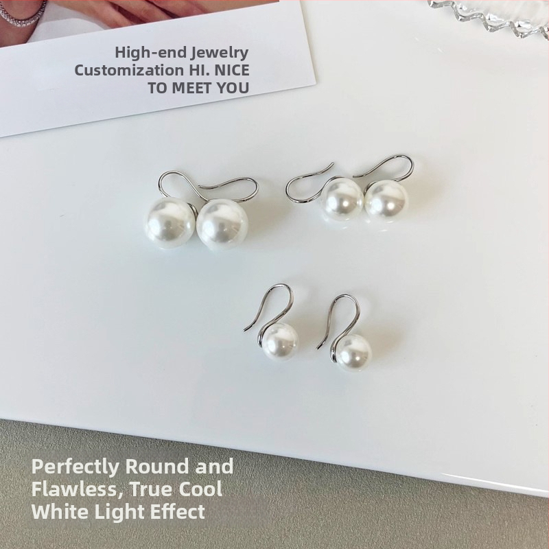 Auskarai su kriauklių perlomis, geometrinė forma, ruduo 2025, saldus ir gaivus stilius, moterims