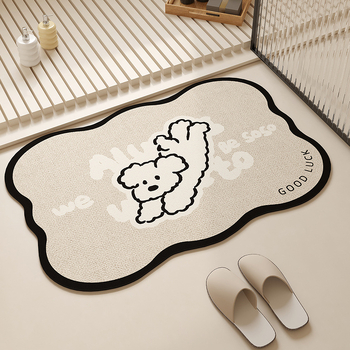 Covor de baie în formă de extraterestru, cu design cartoon, din diatom mud, uscare rapidă, anti-derapare, imprimare personalizabilă, potrivit pentru baie și intrare