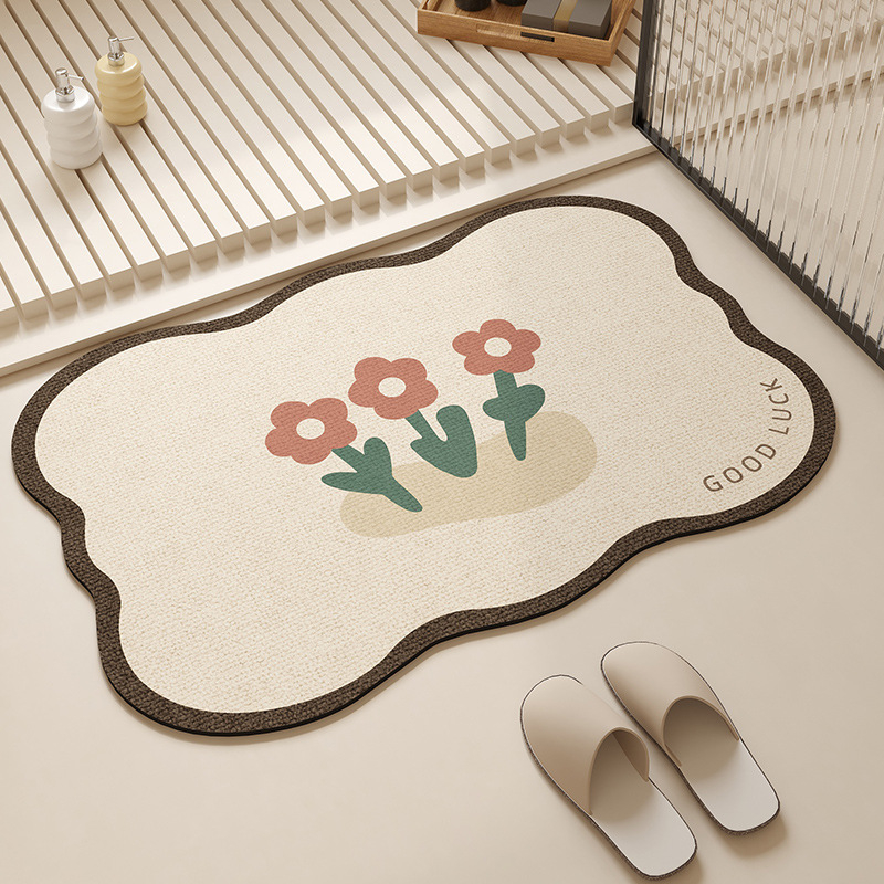 Covor de baie în formă de extraterestru, cu design cartoon, din diatom mud, uscare rapidă, anti-derapare, imprimare personalizabilă, potrivit pentru baie și intrare