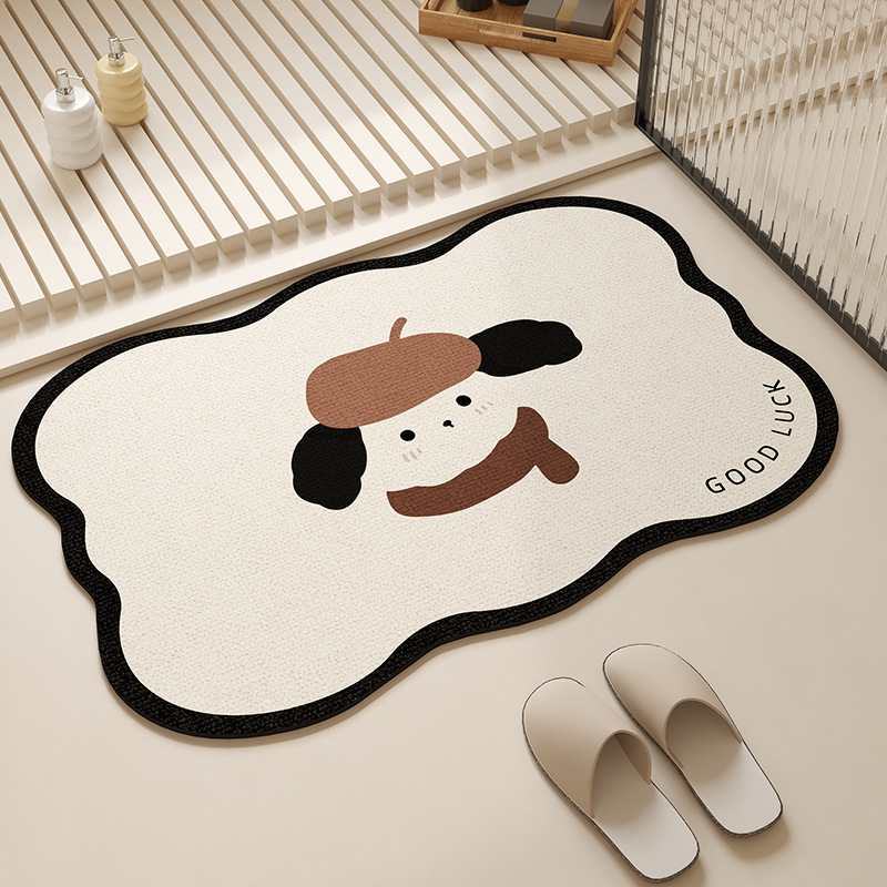 Covor de baie în formă de extraterestru, cu design cartoon, din diatom mud, uscare rapidă, anti-derapare, imprimare personalizabilă, potrivit pentru baie și intrare