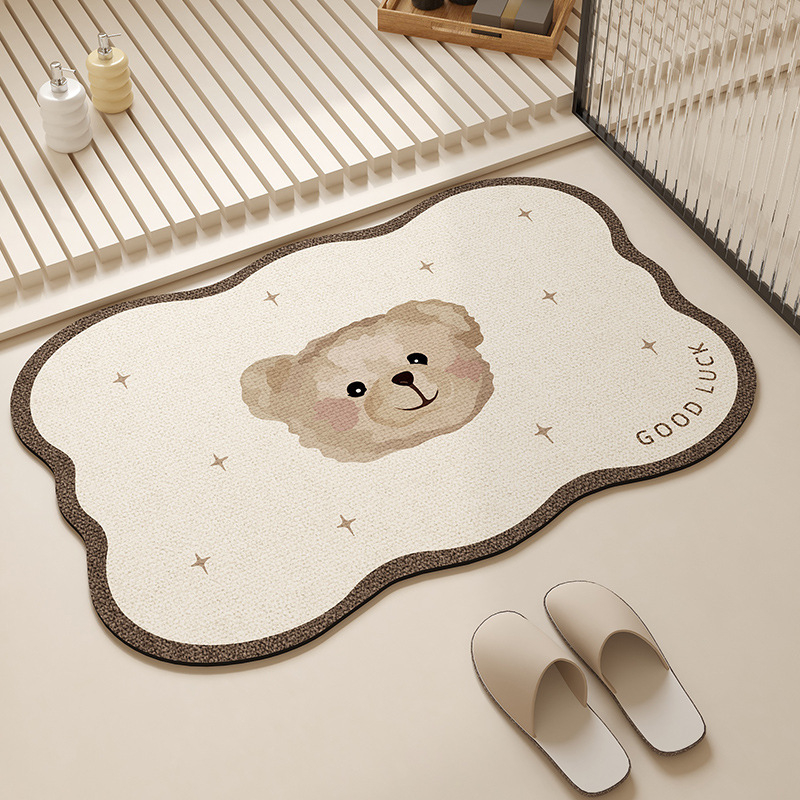 Covor de baie în formă de extraterestru, cu design cartoon, din diatom mud, uscare rapidă, anti-derapare, imprimare personalizabilă, potrivit pentru baie și intrare