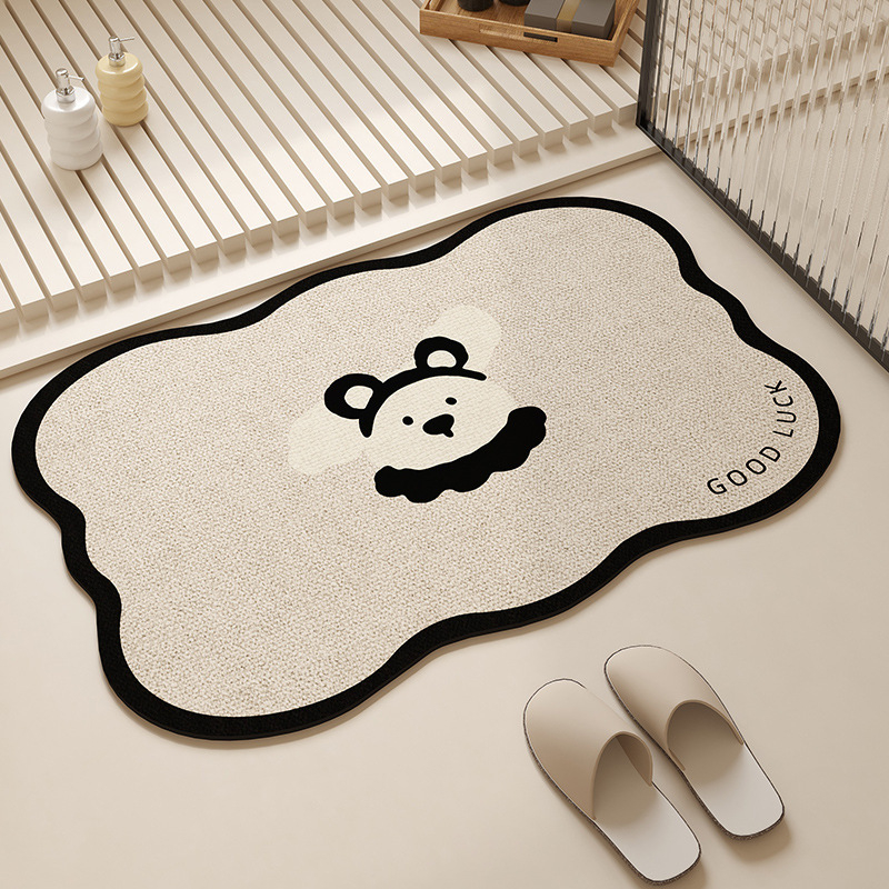 Covor de baie în formă de extraterestru, cu design cartoon, din diatom mud, uscare rapidă, anti-derapare, imprimare personalizabilă, potrivit pentru baie și intrare