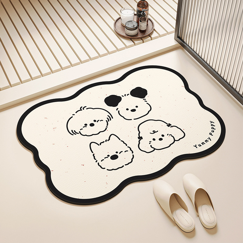 Covor de baie în formă de extraterestru, cu design cartoon, din diatom mud, uscare rapidă, anti-derapare, imprimare personalizabilă, potrivit pentru baie și intrare