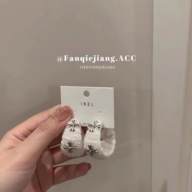 Naušnice od plišaste vune, geometrijski dizajn, elektroplatiniranje završne obrade, korejski stil, unisex