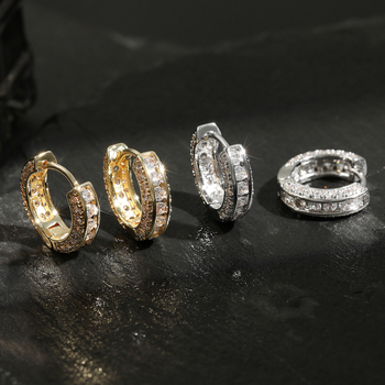 Медни обици със циркон и звезден мотив, луксозен стил, електроплатени, Jun zi, пролет 2025