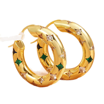 Медни обици със циркон и звезден мотив, луксозен стил, електроплатени, Jun zi, пролет 2025
