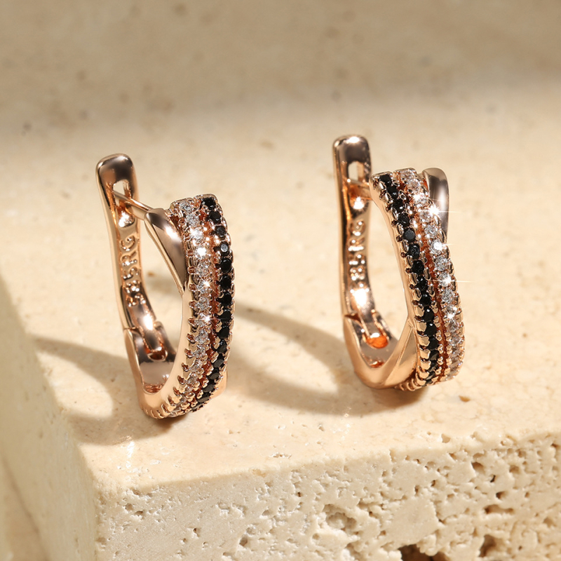 Медни обици със циркон и звезден мотив, луксозен стил, електроплатени, Jun zi, пролет 2025