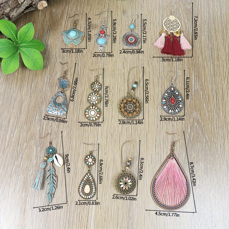 Обици – бохемски геометрични ресни с кристали, цинкова сплав, за жени, пролет 2024