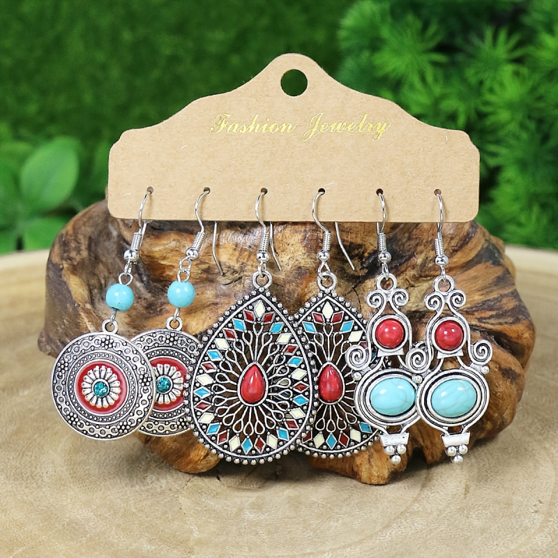 Обици – бохемски геометрични ресни с кристали, цинкова сплав, за жени, пролет 2024