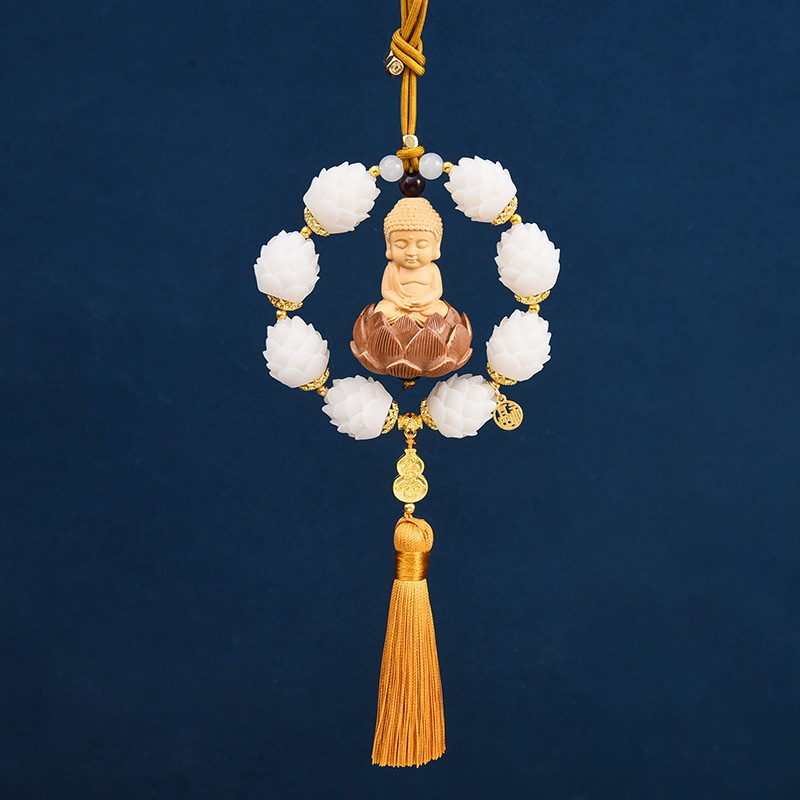 Pandantiv decorativ auto Bodhi lotus, stil tradițional chinezesc; material rășină; brand Copper hair; decor interior