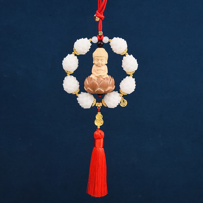 Pandantiv decorativ auto Bodhi lotus, stil tradițional chinezesc; material rășină; brand Copper hair; decor interior