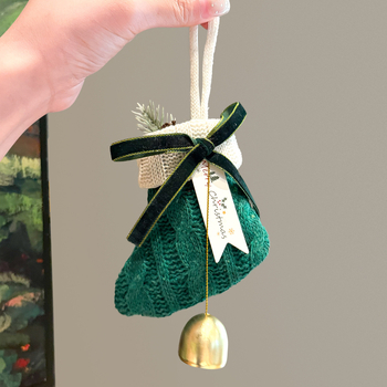 Ručne háčkovaná vlnená vianočná ponožka so srdiečkami, slzičkami a zvončekmi, karikatúrna vysokokvalitná ozdoba, pôvod Yiwu