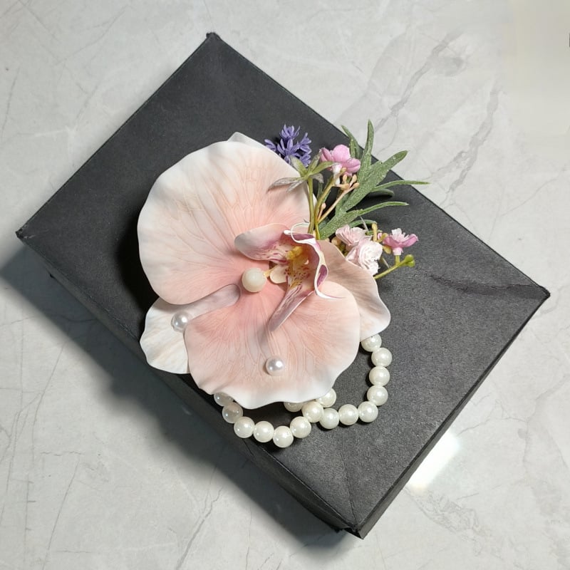 Esküvői koszorú mesterséges virágokkal: Calla Lily és Butterfly Orchid, uniszex, szülők koszorúja, teljes családi készlet, üzleti találkozókhoz