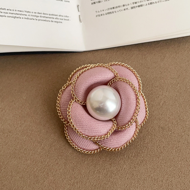Ronerai Camellia Pearl Bross — Metalni geometrijski oblik, Elektroplatiranje, INS stil, Ženski ukras