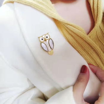 Brošňa sova, unisex, meď, zvierací motív, kamienkami vsadená, viacfunkčná