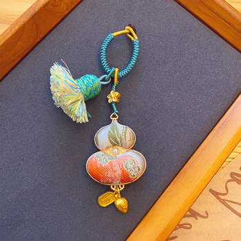 Ručne vyrobený medailón zo tekvice – dvojstranný, zliatina, kvetinový vzor, čínsky štýl