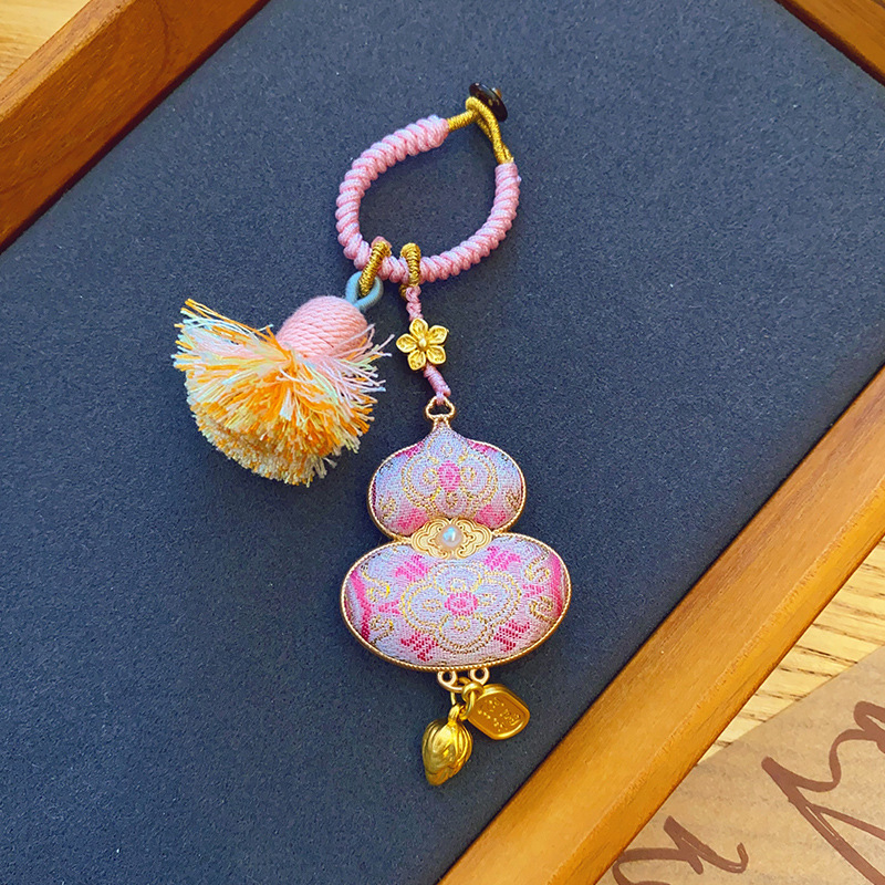 Ručne vyrobený medailón zo tekvice – dvojstranný, zliatina, kvetinový vzor, čínsky štýl