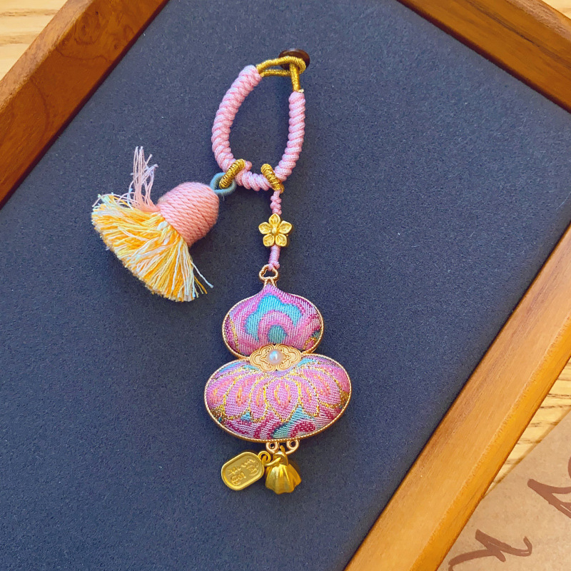 Ručne vyrobený medailón zo tekvice – dvojstranný, zliatina, kvetinový vzor, čínsky štýl