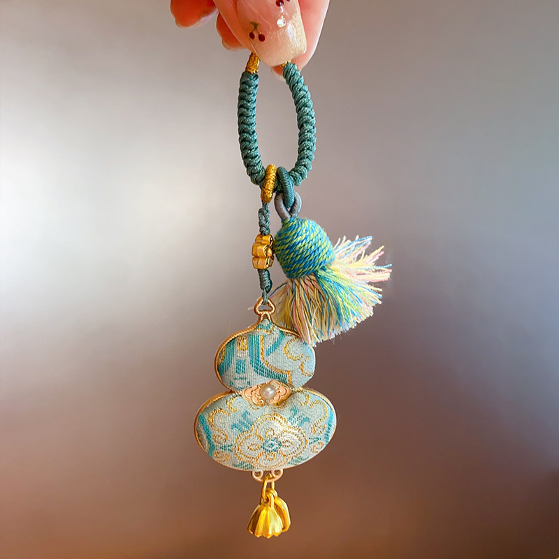 Ručne vyrobený medailón zo tekvice – dvojstranný, zliatina, kvetinový vzor, čínsky štýl