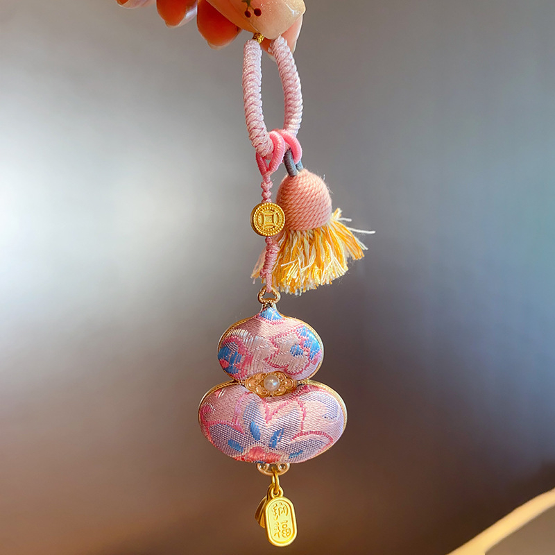 Ručne vyrobený medailón zo tekvice – dvojstranný, zliatina, kvetinový vzor, čínsky štýl