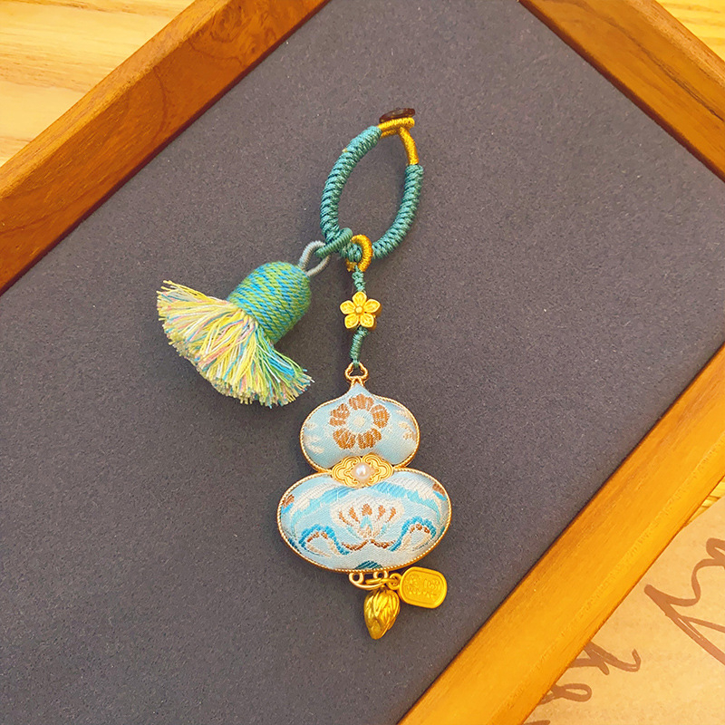 Ručne vyrobený medailón zo tekvice – dvojstranný, zliatina, kvetinový vzor, čínsky štýl