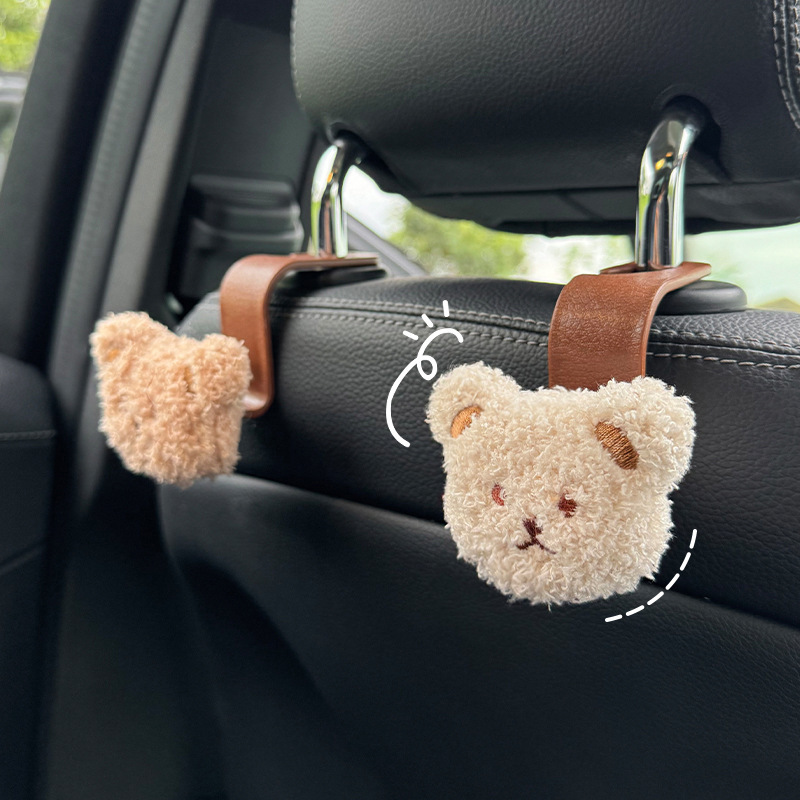 Закачалник за облегалка на автомобил с креативна мечка – мултифункционален скрит интериорен закачалник, ABS