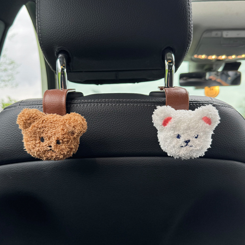 Закачалник за облегалка на автомобил с креативна мечка – мултифункционален скрит интериорен закачалник, ABS
