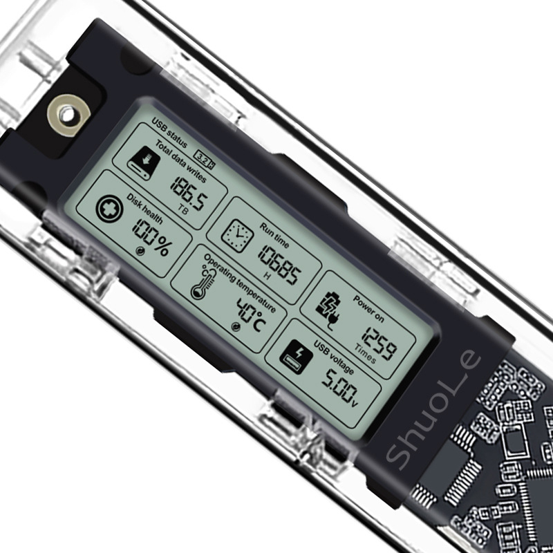 M.2 NVMe/NGFF SSD korpusas su dviejų protokolų palaikymu, išmanus skaitmeninis disko būklės rodiklis, USB 3.2 Gen2 Type-C, 10 Gbps, palaiko iki 4 TB