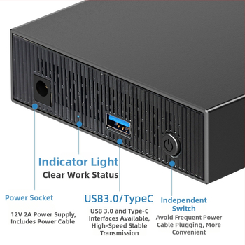 SATA kietojo disko korpusas, aliuminio lydinys, stalinis išorinis USB 3.0/Type-C, iki 18 TB, modelis ZZUC-111