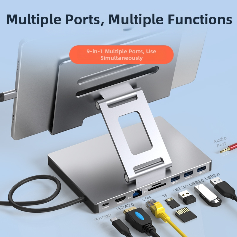 Lan Shuo USB-C docking stanica z hliníkovej zliatiny, HDMI 2.0 a Gigabit Ethernet, 5Gbps