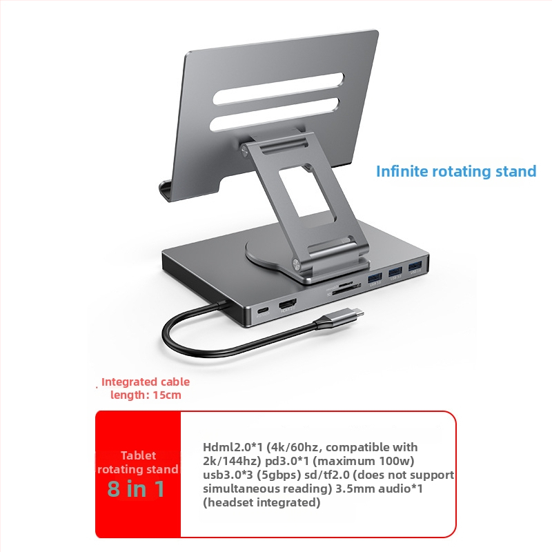 Lan Shuo USB-C docking stanica od aluminijskog legura, HDMI 2.0 i Gigabit Ethernet, 5Gbps